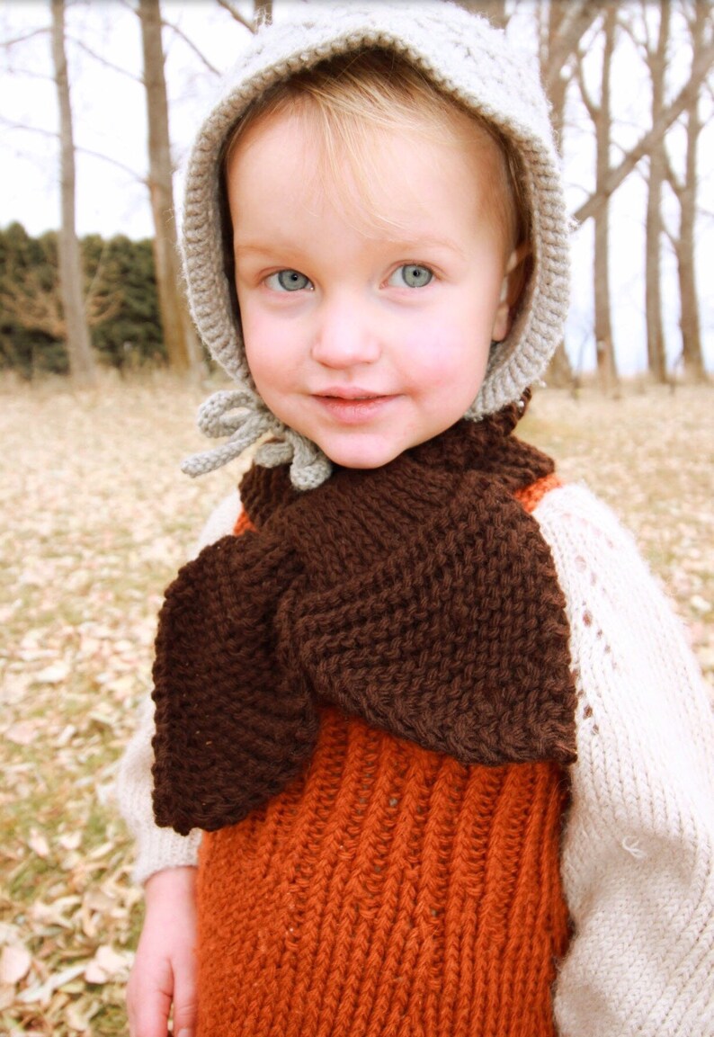 Knitting pattern: Studious Ascot Scarf Knitting Pattern sizes 6months, 12 months, 2T, 3T, 4T, 5T, 6yrs image 4