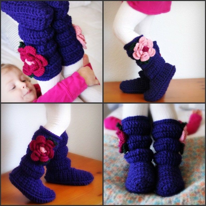 Crochet Pattern, Toddler Slipper Boots, Boys and Girls, US Toddler Sizes 4-9, Digital Download image 2