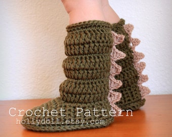 Crochet Pattern, Toddler Slipper Boots, Boys and Girls, US Toddler Sizes 4-9, Digital Download