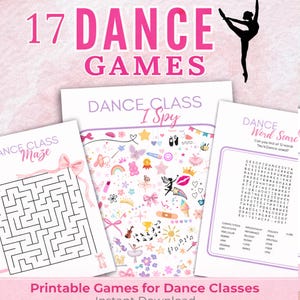 Paquete imprimible de juegos de baile: actividades divertidas para clases, estudios y niños (descarga inmediata)