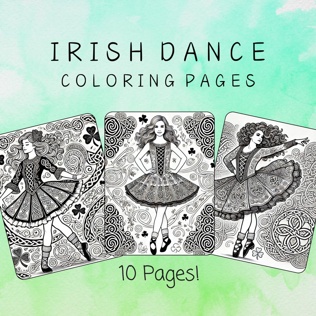 10 Irish Dance Coloring Pages - Etsy