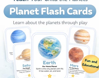 Planet Flash Cards for Kids | Solar System Learning Activity (Digital Download)