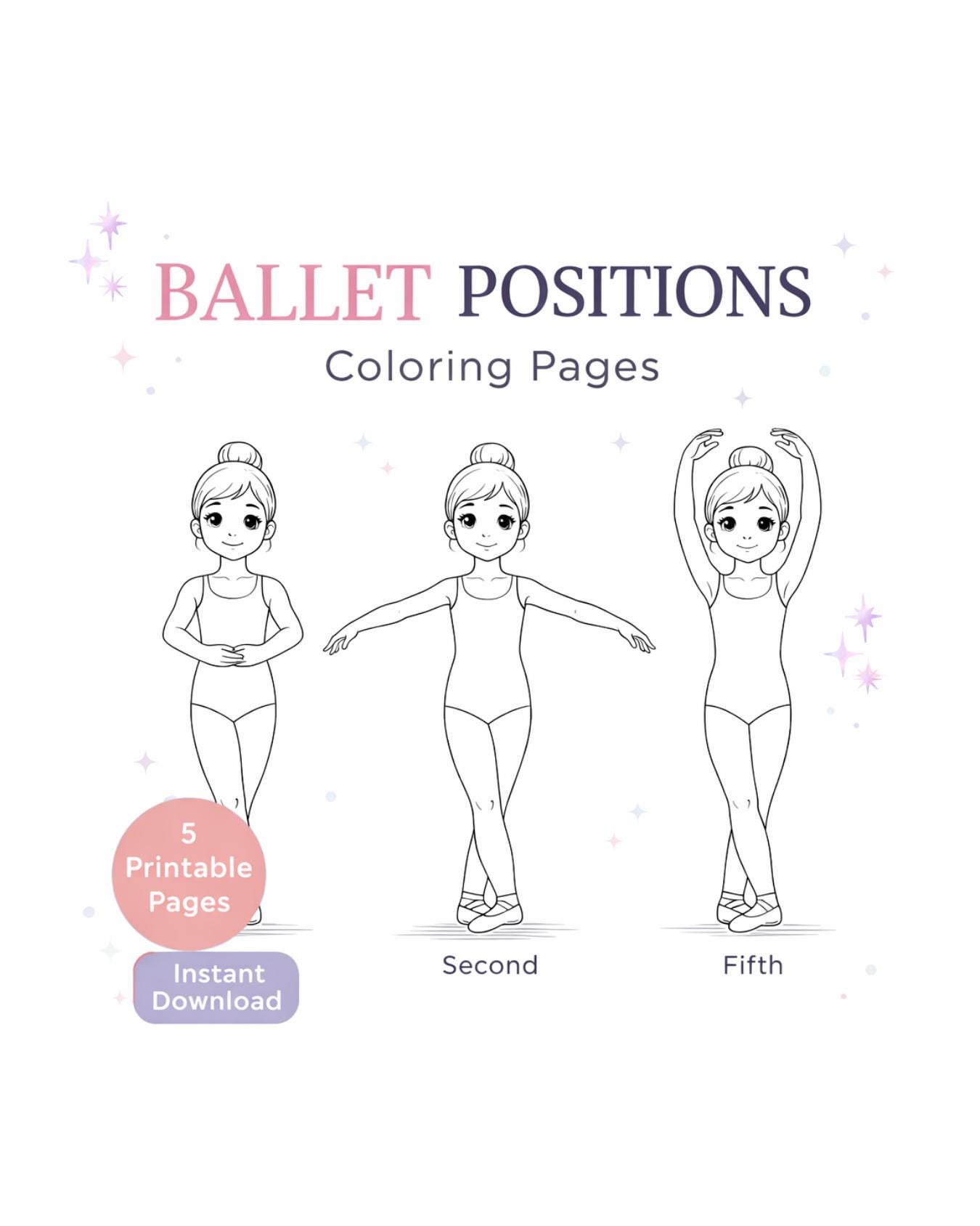 Ballet Positions Coloring Pages for Kids, Dance Activity, Ballet ...