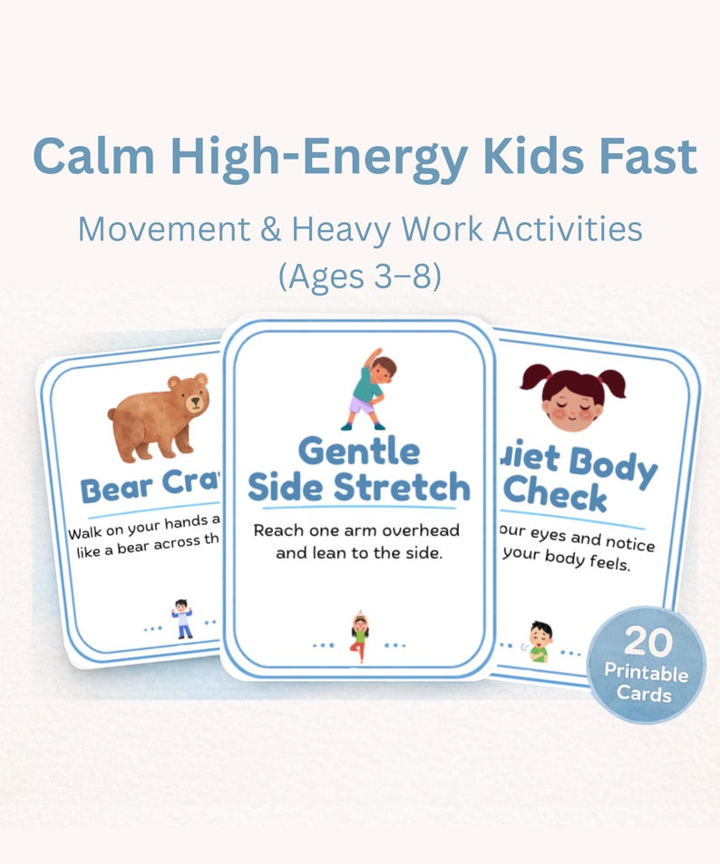 Movement & Heavy Work Activity Cards | Indoor Brain Break, Sensory Reset (PDF Download) image 1