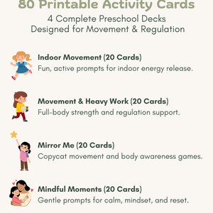 Calm Down & Movement Cards for Kids | 80 Printable Regulation Activities (Ages 3–8) image 2