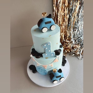 Vintage Racing Car / Cake Topper for Boys / Racing Theme Cake Decoration / Set of Sugar Figurines for Boys