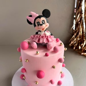 Adorable décoration de gâteau Minnie Mouse pour la fête d'anniversaire de votre tout-petit / Figurine pour gâteaux d'enfants / décoration rose / cadeau déco /
