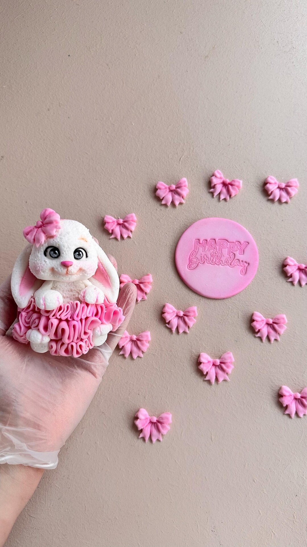 Bunny Fondant Deco Set . White Plush Bunny for Decorating a Children’s ...