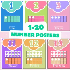 Number Posters 1-20 – Ten Frames Math, Classroom Decor (Digital Download)