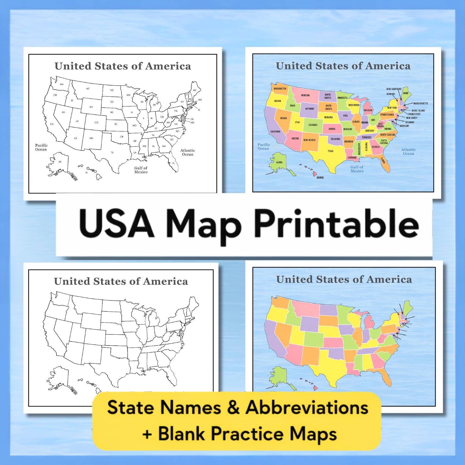 United states map with abbreviation - Etsy 日本