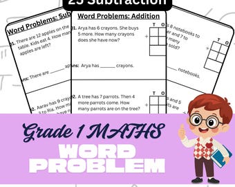 Grade 1 Math Word Problems | Addition & Subtraction (PDF Pattern)