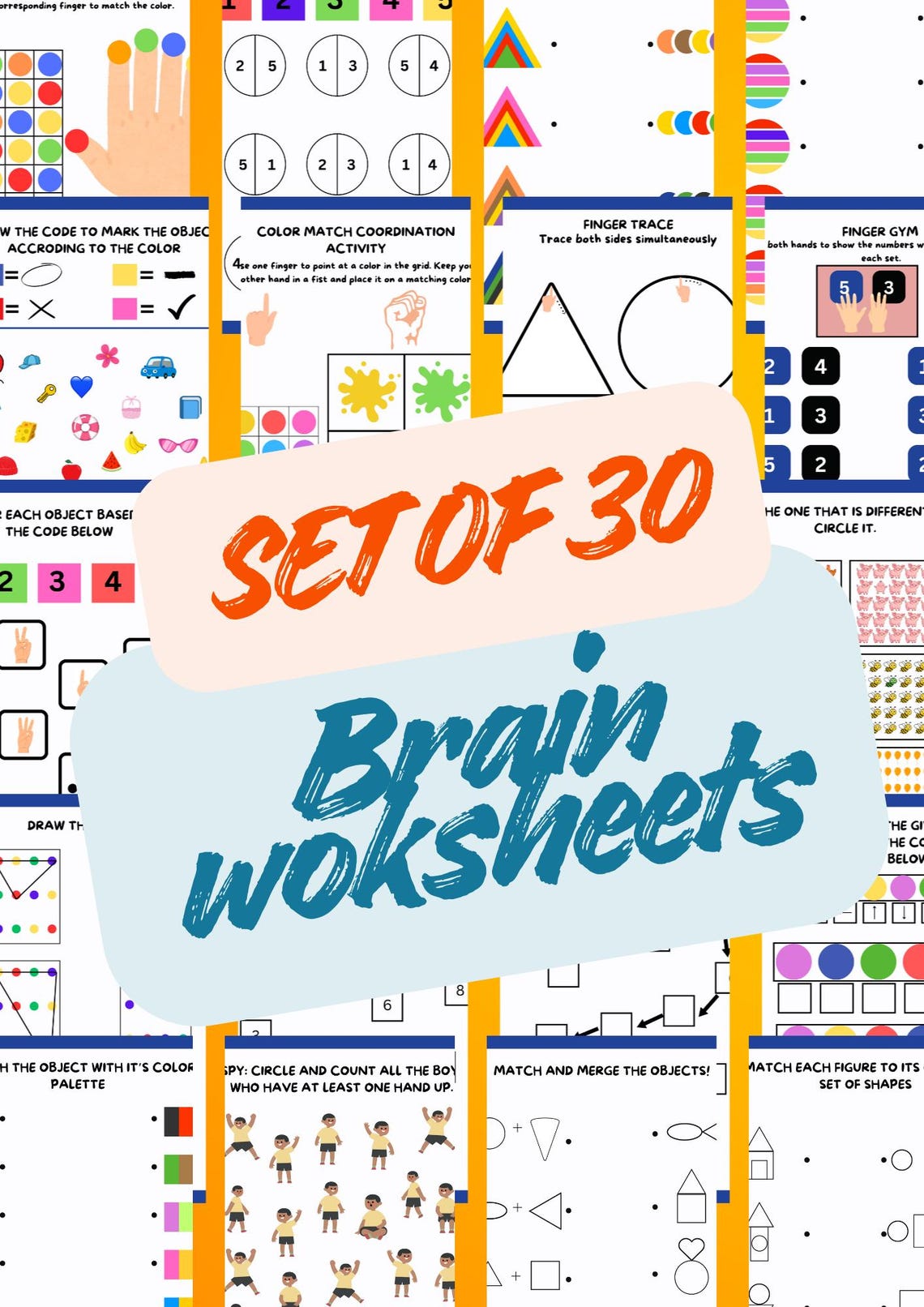 Brain Worksheets 30 Fun Neuro Exercises For Kids printable PDF Etsy Brain Worksheets 30 Fun Neuro Exercises For Kids printable PDF Etsy