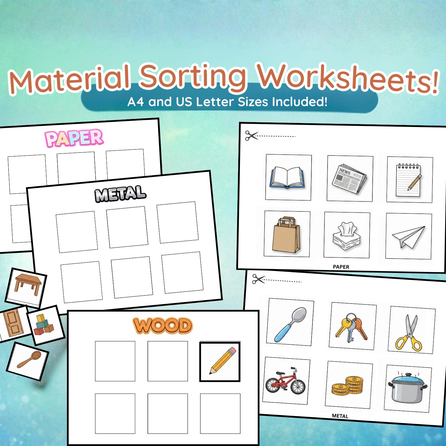 Materials Sorting Worksheets – Science Activity for Preschool