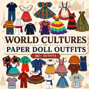 World Cultures Paper Doll Outfits: International Dress-Up Set (Digital Download)