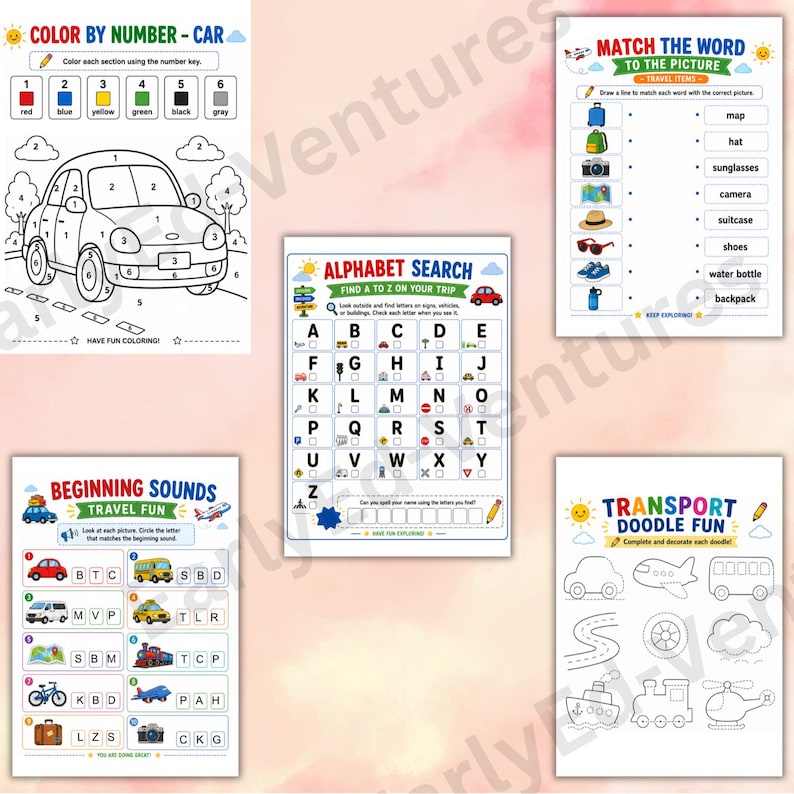 Kids Road Trip Activity Pack | 40 Printable Games, Travel Binder ...