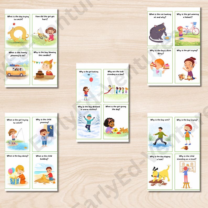 50 WH Question Flashcards | Comprehension & Speech Therapy Cards ...