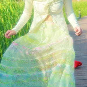 Handgefertigter Ombre-Feenrock - Verträumter Mohair-Tüll-inspirierter Rüschenrock, leichtes Schicht-Tutu für Frauen, Cottagecore-Ästhetik