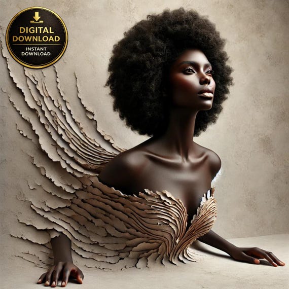 Ethereal African Woman Art Print. Afrocentric Wall Decor (Digital Download)