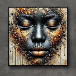 Black Woman Gold Face Paint Art. Afrocentric Digital Print (Digital Download)