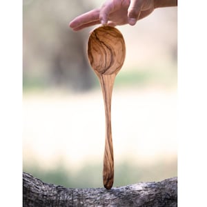 Lesvos Woodcraft Artisan Hand-Crafted 12&quot; Olive Wood Soup Ladle, artisan-crafted, eco-friendly, perfect for any table, makes good gift