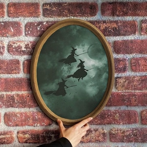 Three Witches Art Painting: Gothic Wooden Frame Wall Decor