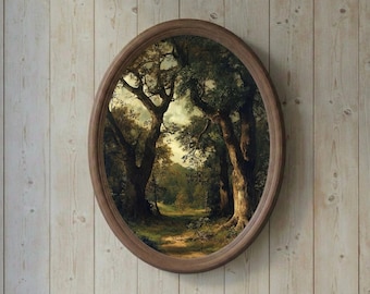 Vintage Landschaftsölgemälde, handgemachter Holzrahmen, Wandkunst