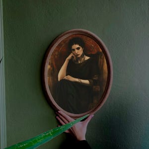 Gothic Mythology Wall Art: Handmade Oval Wooden Frame