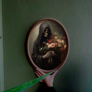 Skull & Flowers Art: Vintage Gothic Wooden Frame Wall Decor
