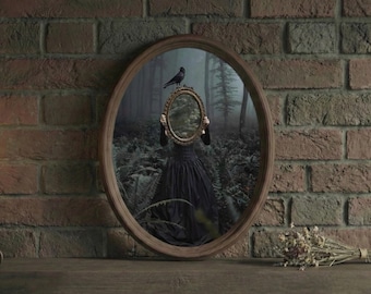 Gothic Crow Art: Handmade Wooden Plaque - Dark Home Decor