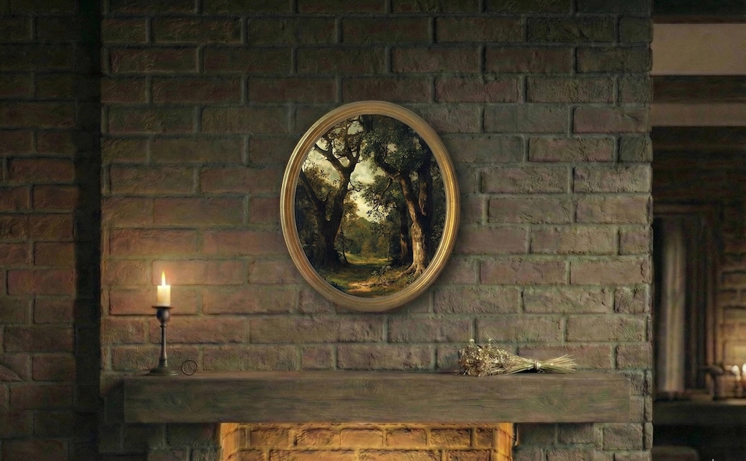 Antique Gold Oval Frame Wall Art | Dark Academia Decor | Vintage ...