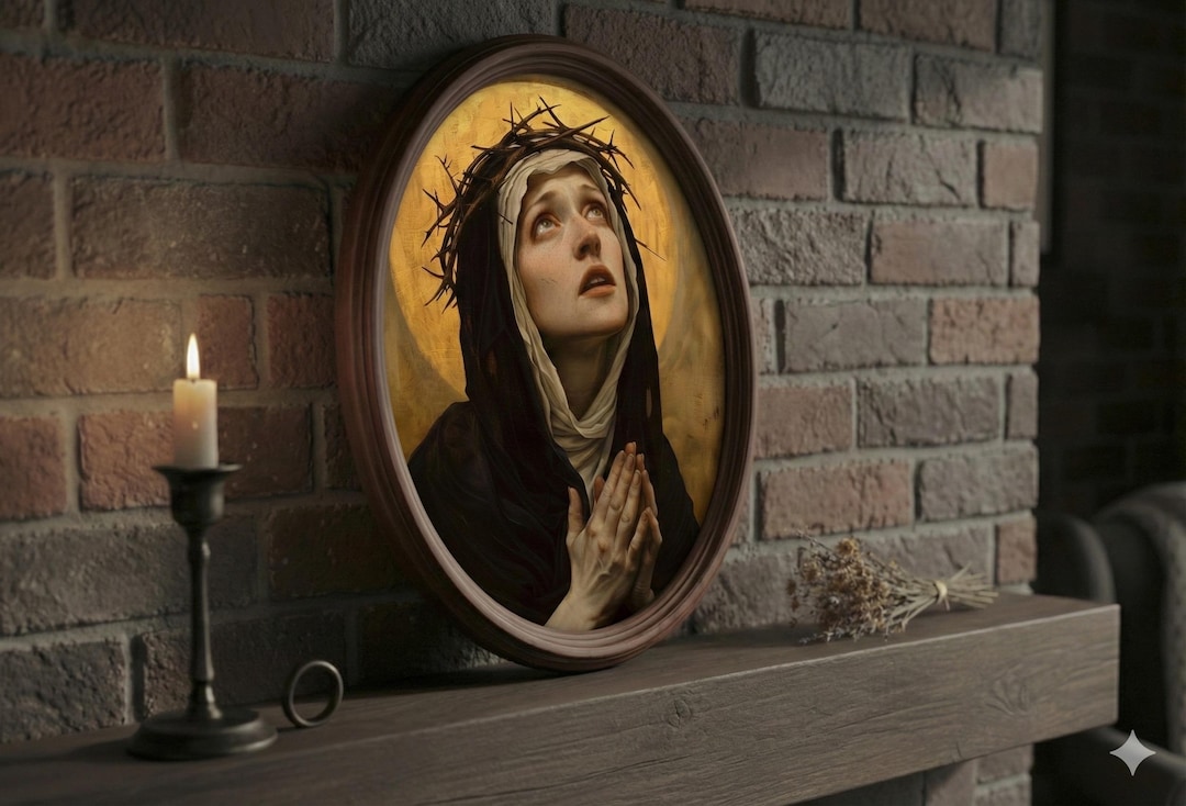 Saint Rita of Cascia Icon on Oval Wood Frame - Patron of Impossible ...