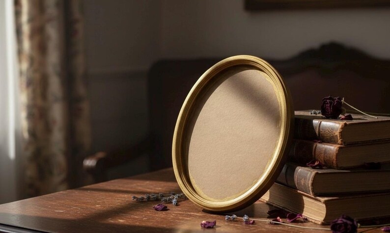 Großer Vintage Holzrahmen mit gotischem Porträt - Stimmungsvolle Dark Academia Wandkunst - Handgemaltes Dekor im antiken Stil - Geschenk für das viktorianische Zuhause Bild 10