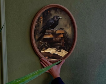 Gothic Crow Art: Handmade Wooden Plaque - Dark Home Decor