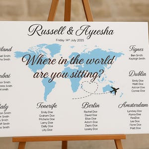 Where in the world are you sitting? | Customisable Wedding table plan | Wedding signs | Table plan | Seating plan