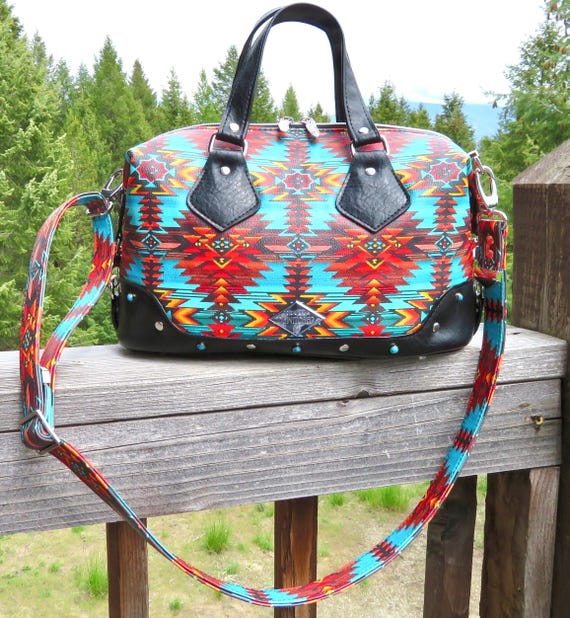 Southwestern Purse Southwestern Style Bag Southwestern Bowler Handbag Southwestern Crossbody Purse Geometric Purse Vegan Purse Etsy