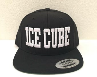 custom ice cube 3D embroidery classic snapback cap hat adjustable yupoong 6089