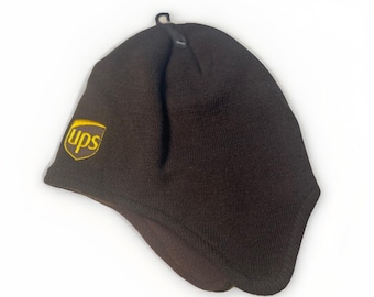 custom ups dog-ear beanie knit winter hat brown