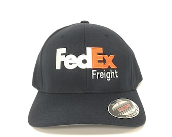 custom new FedEx Freight flexfit cap hat curved bill 6477 dark navy - s/m & l/xl