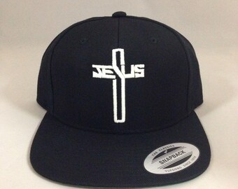 custom Jesus Cross classic snapback cap hat Yupoong 6089 Black