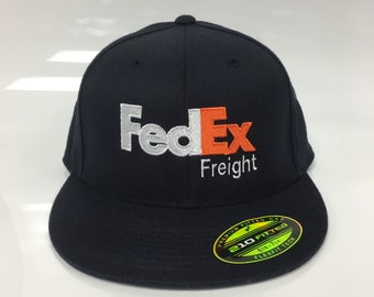 custom new FedEx Freight flexfit cap hat flat bill 6210 dark navy - s/m & l/xl