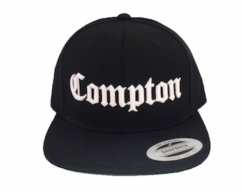custom 3D embroidery Compton classic snapback cap hat adjustable yupoong 6089 Black