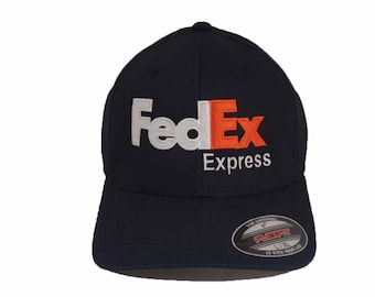 custom new FedEx Express flexfit cap hat curved bill 6477 dark navy - s/m & l/xl