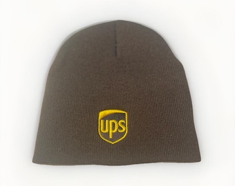 custom ups beanie knit winter hat brown, black