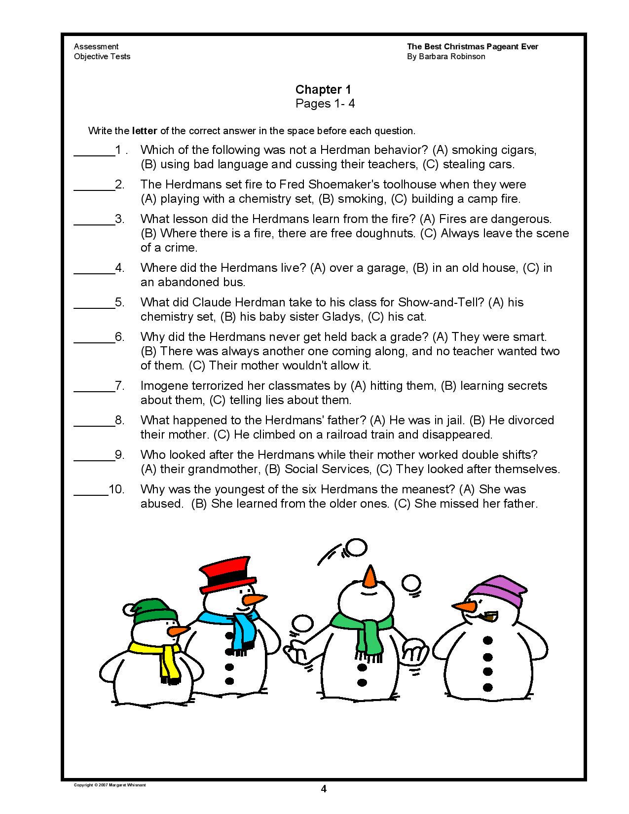 The Best Christmas Pageant Ever Teaching Guide, Quizzes, Vocabulary ...