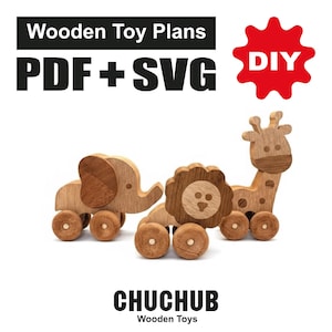 Wooden Toy Plans, Wooden Animal Set, Scroll Saw Patterns, PDF, CNC, SVG