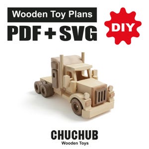 Houten speelgoedplannen, vrachtwagenaanhanger, figuurzaagpatronen, PDF, CNC, SVG