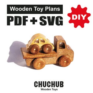 Wooden Toy Plans, Wooden Tow Truck, Scroll Saw Patterns, PDF, CNC, SVG