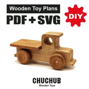 Wooden Toy Plans, Wooden Pickup Truck, Wooden Tow Truck, Scroll Saw Patterns, PDF, CNC, SVG