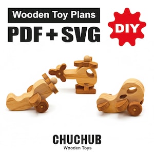 Wooden Toy Plans, Wooden Airplane, Wooden Helicopter, Wooden Small Plane, Scroll Saw Patterns, PDF, CNC, SVG