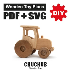 Wooden Toy Plans, Wooden Tractor, Scroll Saw Patterns, PDF, CNC, SVG
